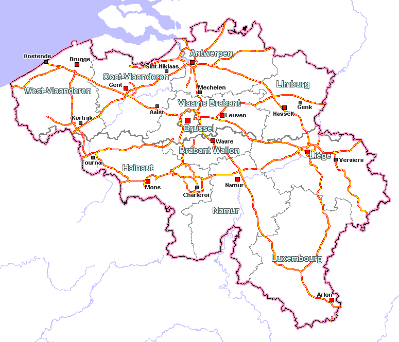 Mapa de Bélgica