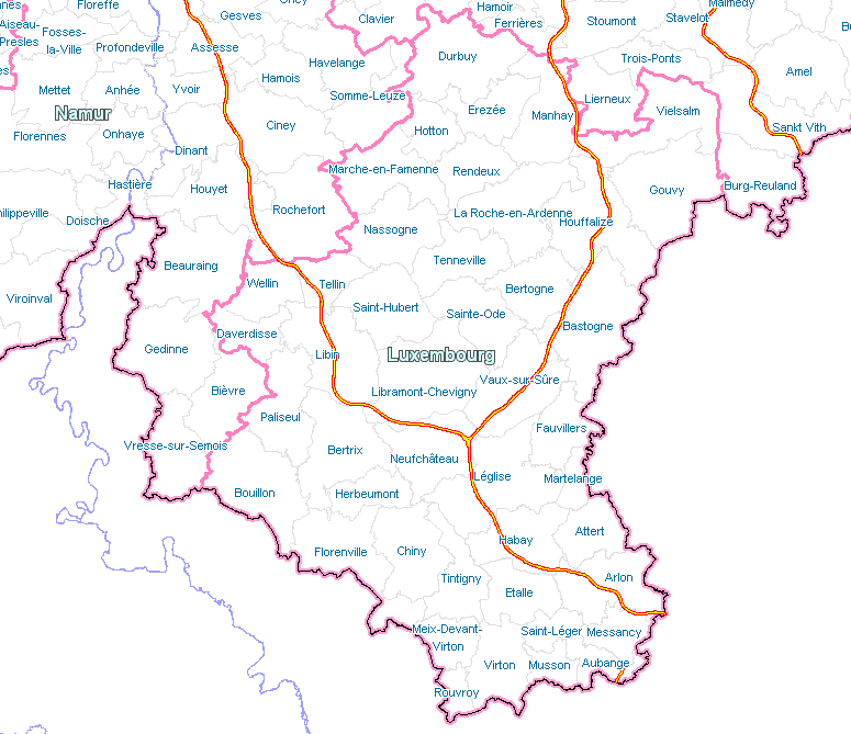 Mappa contenenti tutti i aree di sosta per camper in Luxemburg