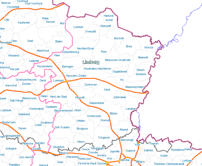 Map containing all RV parks in Limburg