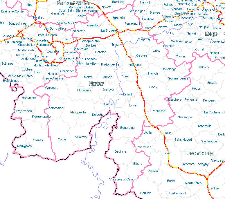 Map containing all RV parks in Namen